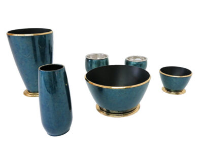 ひびき　色箔押　青　６具足セット